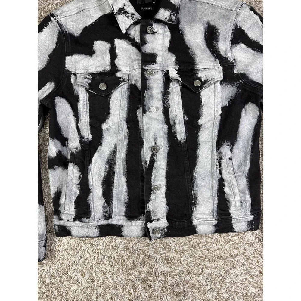 RTA Black White Elmer Denim Jacket Men's Size Small Itallian Fabric